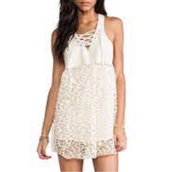 One Teaspoon women's small boho fall festival lace suede fairycore mini dress - Picture 2 of 12